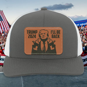 Trump Middle Finger Hat | Donald Trump Homage Hat | Donald Trump Fan Rectangle Leather Patch Hat C996 - GOP