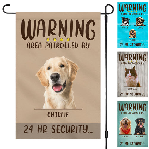 Warning Area Patrolled By Dogs Personalized Custom Photo Dog Cat Garden Flag C714