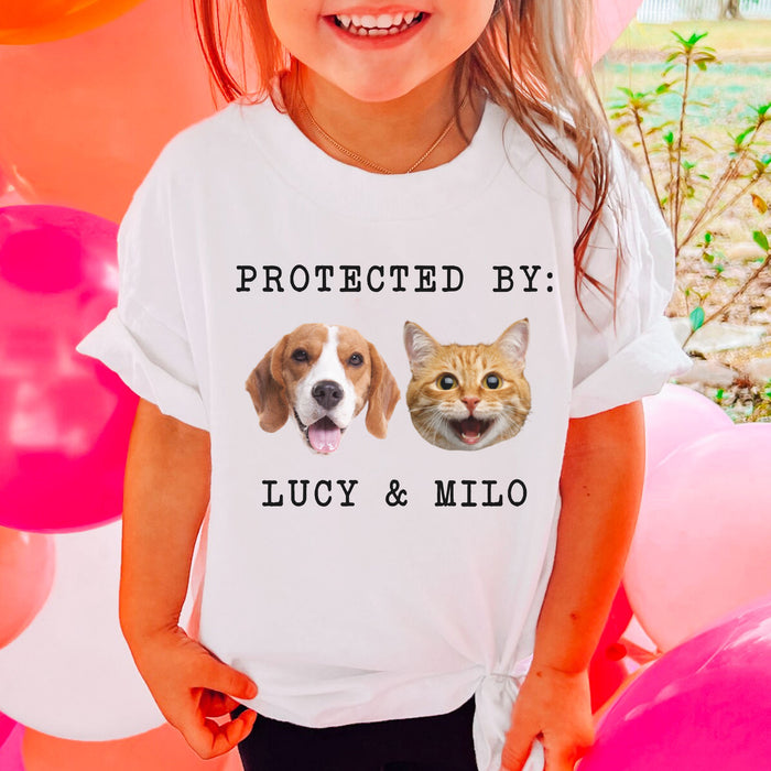 Protected By Dog Personalized Custom Photo Shirt For Kids C782