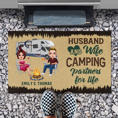 Camping Partners For Life Personalized Custom Camping Couple Doormat C750