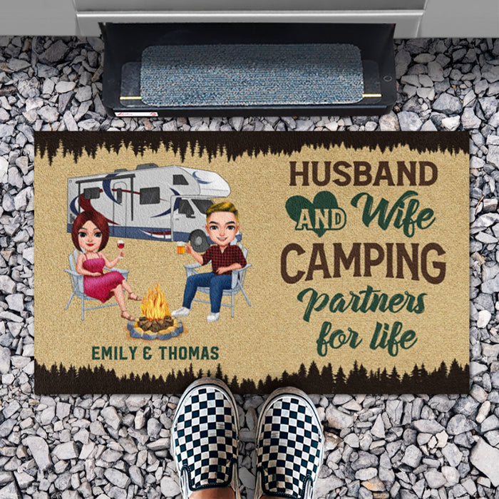 Camping Partners For Life Personalized Custom Camping Couple Doormat C750
