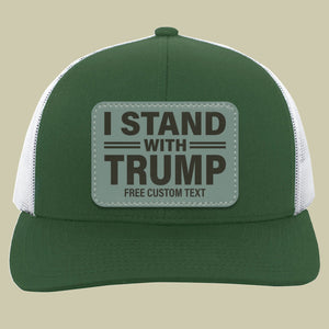 I Stand With Trump 2024 | Donald Trump Homage Hat | Donald Trump Fan Rectangle Leather Patch Hat C994 - GOP