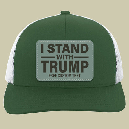 I Stand With Trump 2024 | Donald Trump Homage Hat | Donald Trump Fan Rectangle Leather Patch Hat C994 - GOP