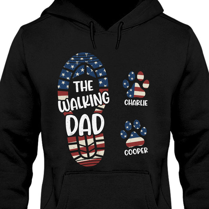 The Walking Dad Paw Print Personalized Custom Dog Dad Shirt C748