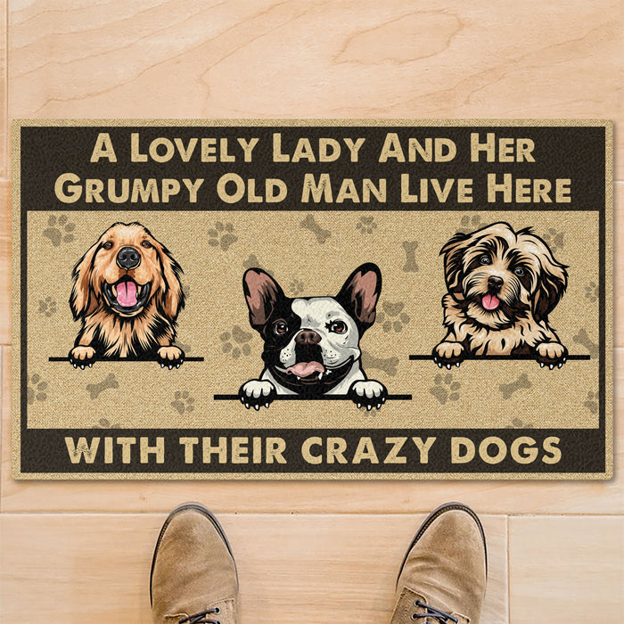 Lovely Lady Live Here And Her Grumpy Old Man Personalized Custom Photo Dog Cat Doormat C705
