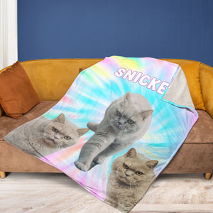 Custom Photo Tie Dye Blanket, Personalized with Your Own Dog or Cat Blanket C794