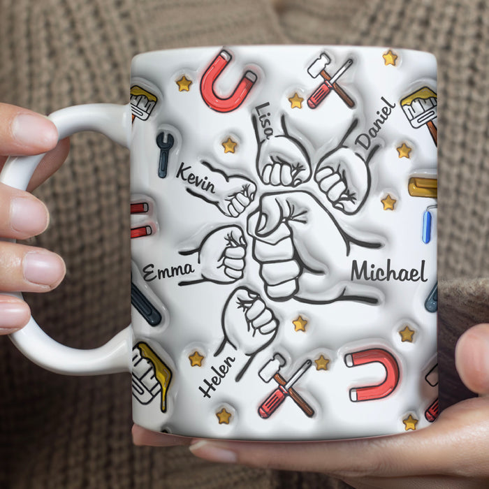 Personalized Dad Fist Bump Mug - Custom Fathers Day 3D Inflated Mug - Gift For Dad, Grandpa - C962