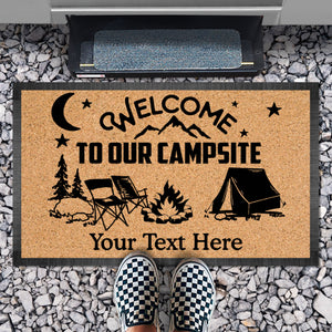 Welcome To Our Campsite Personalized Custom Camping Doormat C695