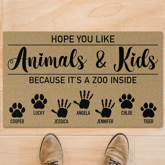 Hope You Like Animals and Kids Personalized Custom Dog Cat Doormat C741