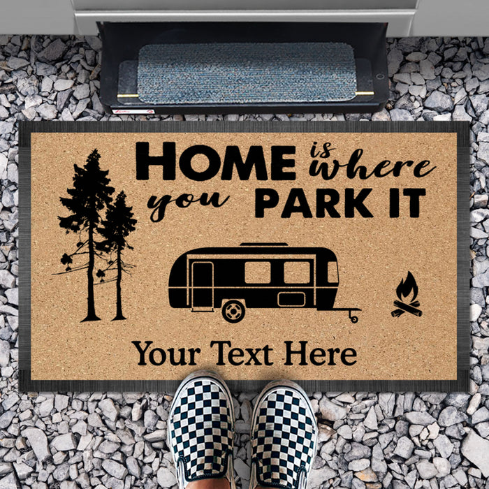 Home Is Where You Park It Personalized Custom Camping Doormat C698