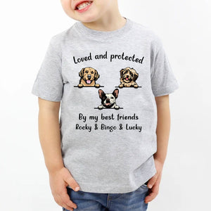 Loved And Protected By Dogs Personalized Custom Photo Shirt For Kids C690