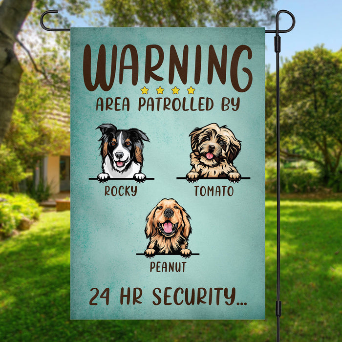 Warning Area Patrolled By Dogs Personalized Custom Photo Dog Cat Garden Flag C714