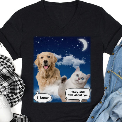 Custom PET PORTRAIT Memorial Tee, Retro Vintage Dog Cat With Moon Custom Your Own Photo Tee C552