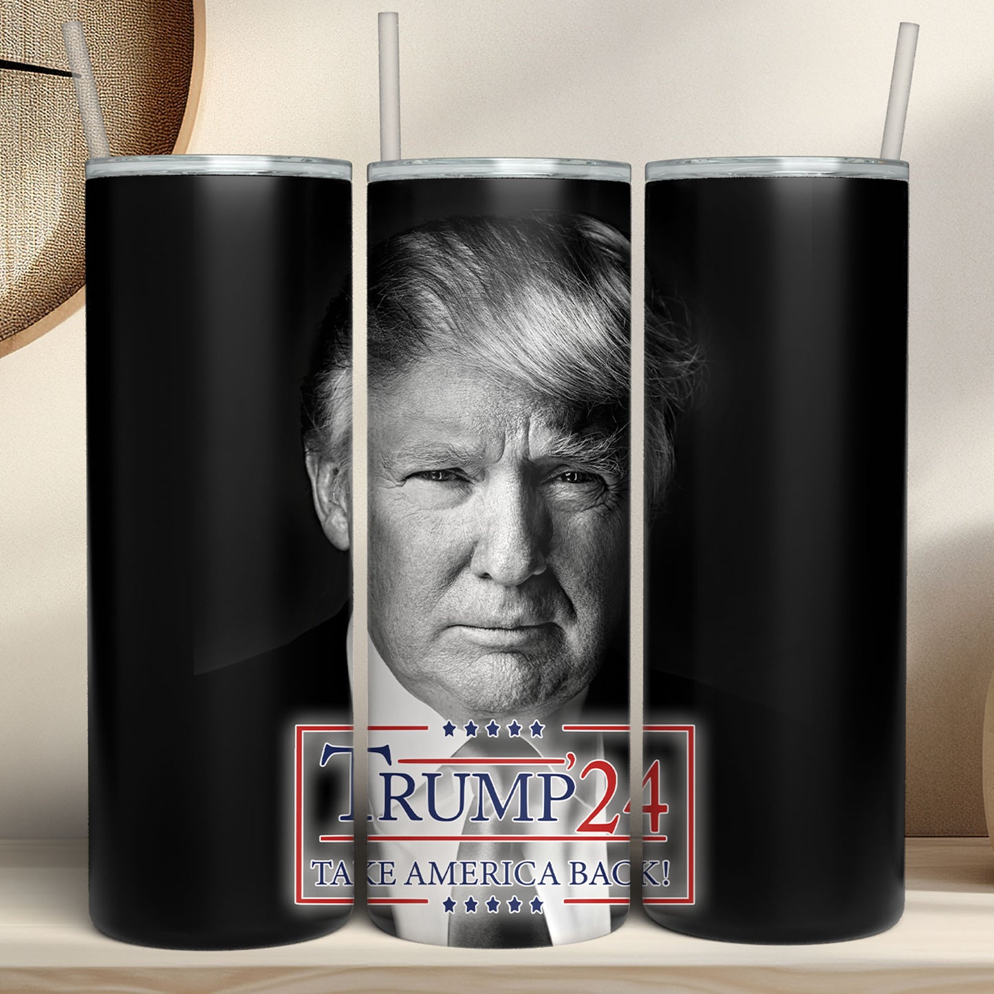 Trump Skull MAGA American Flag Tumbler | Donald Trump Homage Tumbler | Donald Trump Fan Skinny Tumbler C1004 - GOP