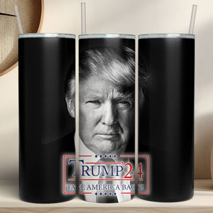 Trump Skull MAGA American Flag Tumbler | Donald Trump Homage Tumbler | Donald Trump Fan Skinny Tumbler C1004 - GOP