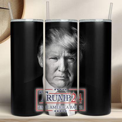 Trump Skull MAGA American Flag Tumbler | Donald Trump Homage Tumbler | Donald Trump Fan Skinny Tumbler C1004 - GOP
