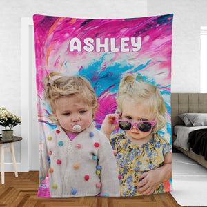 Custom Photo Tie Dye Blanket, Personalized with Your Own Dog or Cat Blanket C794