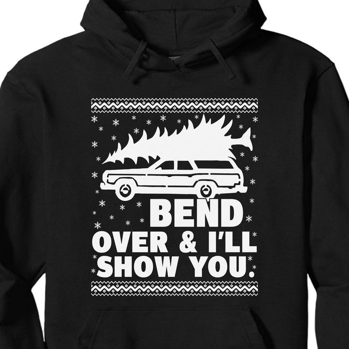 Bend Over and I'll Show You, Couple Matching Funny Christmas Shirt, Personalized Custom Couple Sweatshirt C838