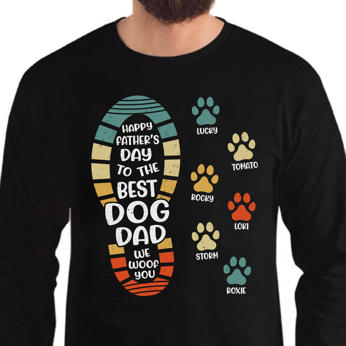 Happy Father's Day To The Best Dog Dad Paw Print Personalized Custom Dog Dad Shirt C745