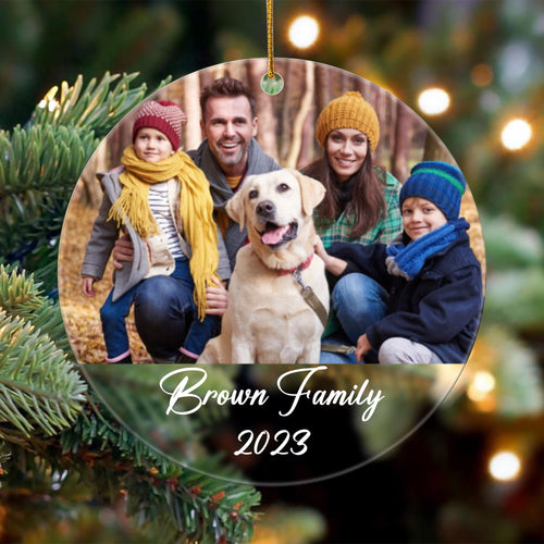 Live Preview Picture Ornament, Personalized Family Christmas Transparent Acrylic Ornament C827