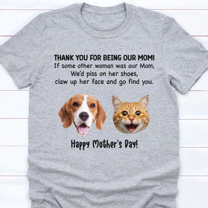 Thank You Being Dad Mom Personalized Custom Photo Dog Cat Shirt C786