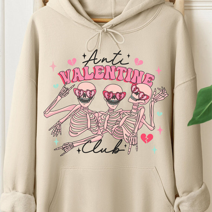 Anti Valentine Club Shirt, Skeleton Gift for Singles, Personalized Custom Funny Valentine's Shirt C866