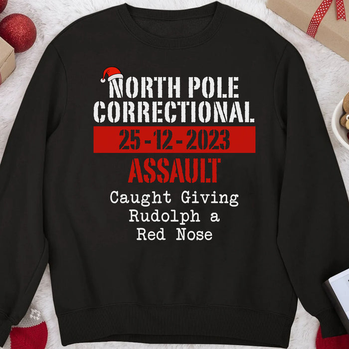 North Pole Correctional, Funny Christmas Family Matching Shirt, Personalized Custom Family Sweatshirt C842