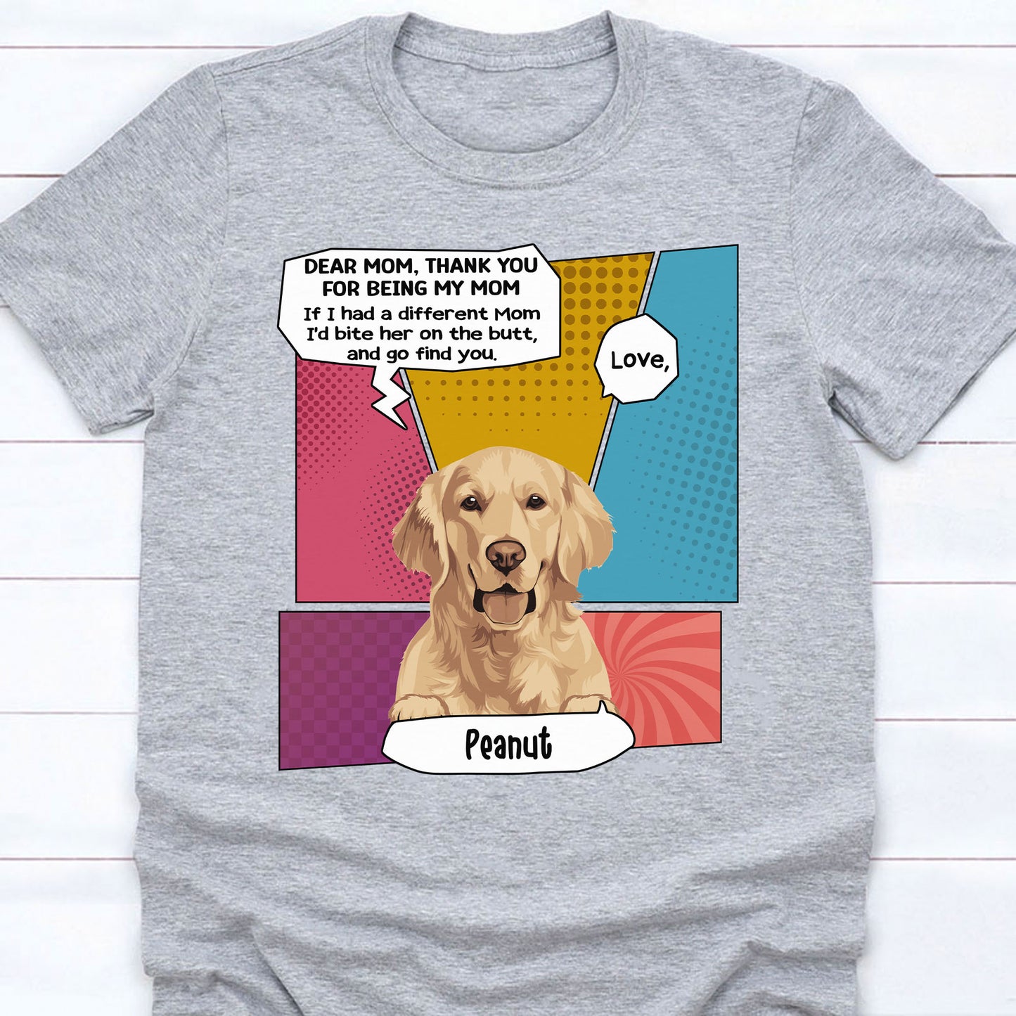 Bite The Butt Personalized Custom Photo Dog Cat Bright Shirt Gift For Dad Mom C763