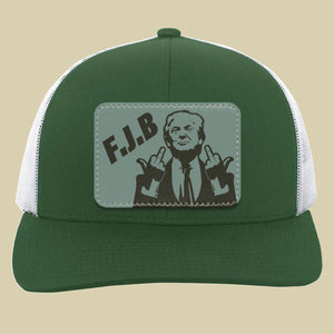 Trump Middle Finger Hat | Donald Trump Homage Hat | Donald Trump Fan Rectangle Leather Patch Hat C996 - GOP