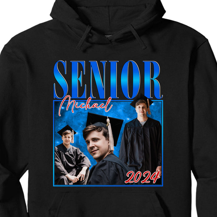 Senior 2024 - Live Preview Custom Graduation Tee - Personalized Photo Graduation Shirt C858