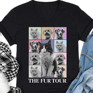 Custom Photo Eras Tour Shirt, Personalized with Your Own Dog or Cat Photo Portrait Dark Shirt C792