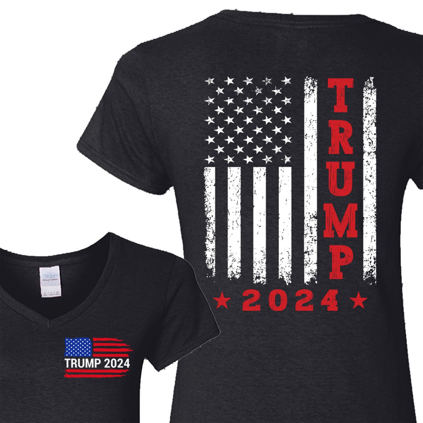 Trump 2024 American Flag Vintage Shirt | Donald Trump Homage Shirt | Donald Trump Fan Tees | Personalized Custom Trump Front & Back Shirt C984 - GOP