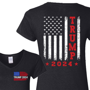 Trump 2024 American Flag Vintage Shirt | Donald Trump Homage Shirt | Donald Trump Fan Tees | Personalized Custom Trump Front & Back Shirt C984 - GOP