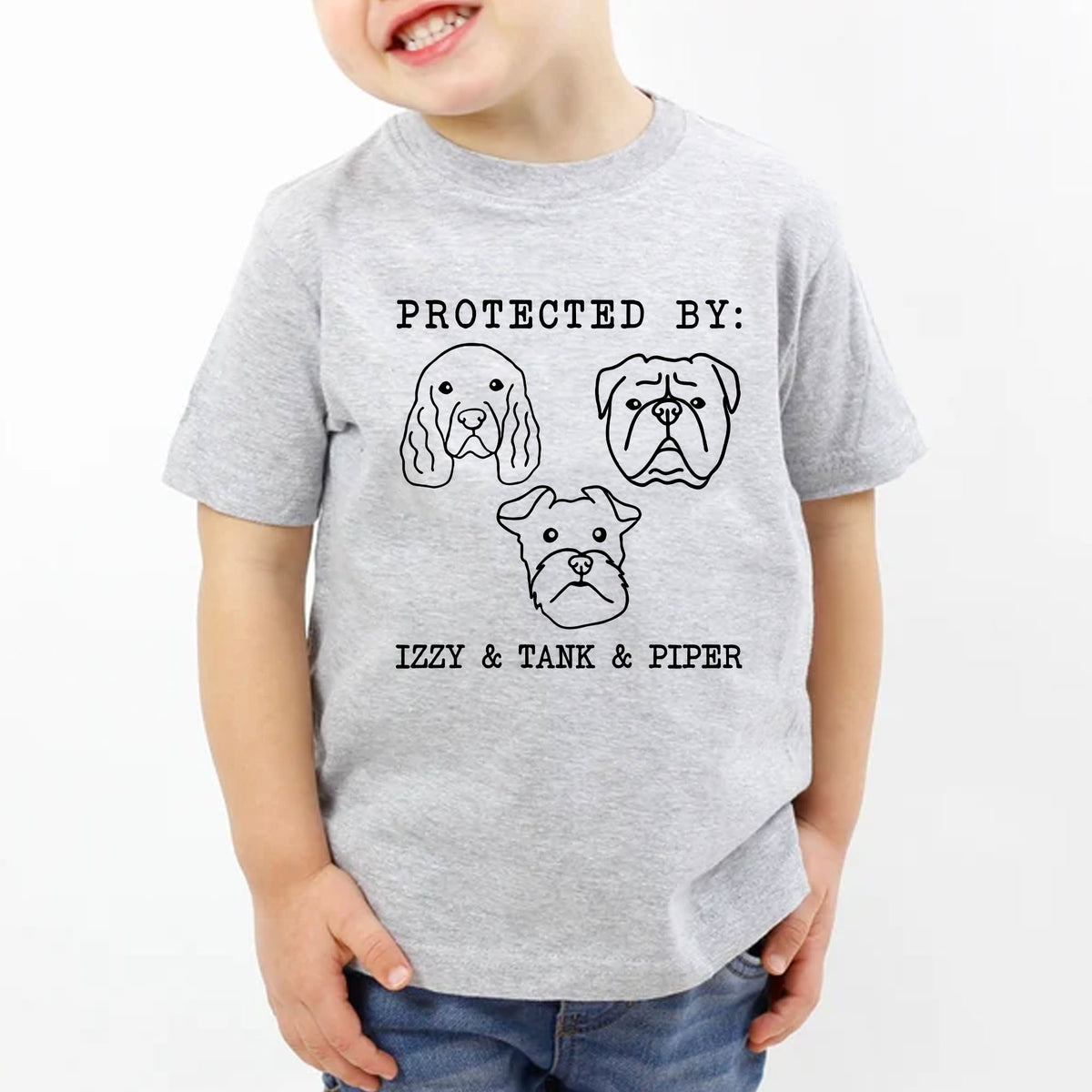 Protected By Dog Personalized Custom Photo Shirt For Kids C782