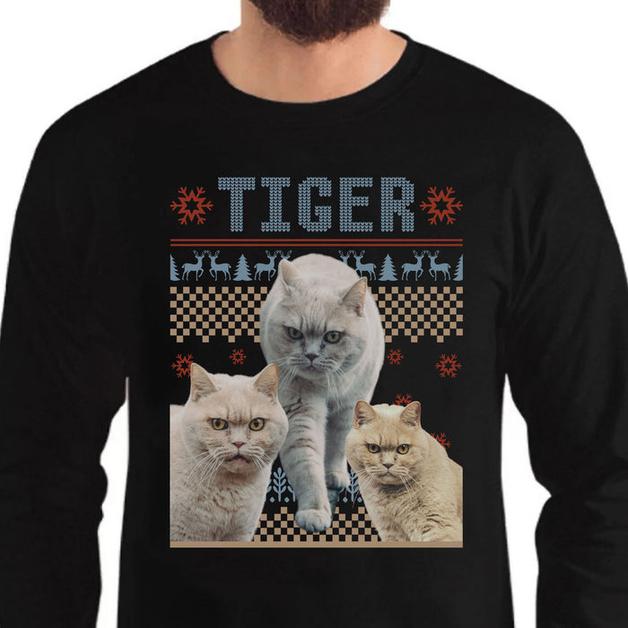 Custom Photo Ugly Christmas Sweatshirt, Personalized with Your Own Dog or Cat Photo Sweatshirt C803