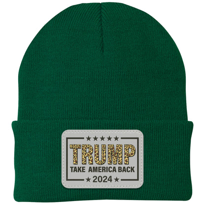 Trump 2024 Take America Back | Donald Trump Homage Hat | Donald Trump Fan Rectangle Leather Patch Hat C982 - GOP