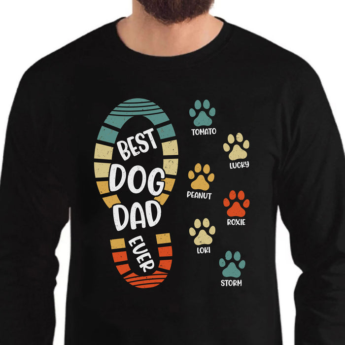 Best Dog Dad Ever Paw Print Personalized Custom Dog Dad Shirt C746