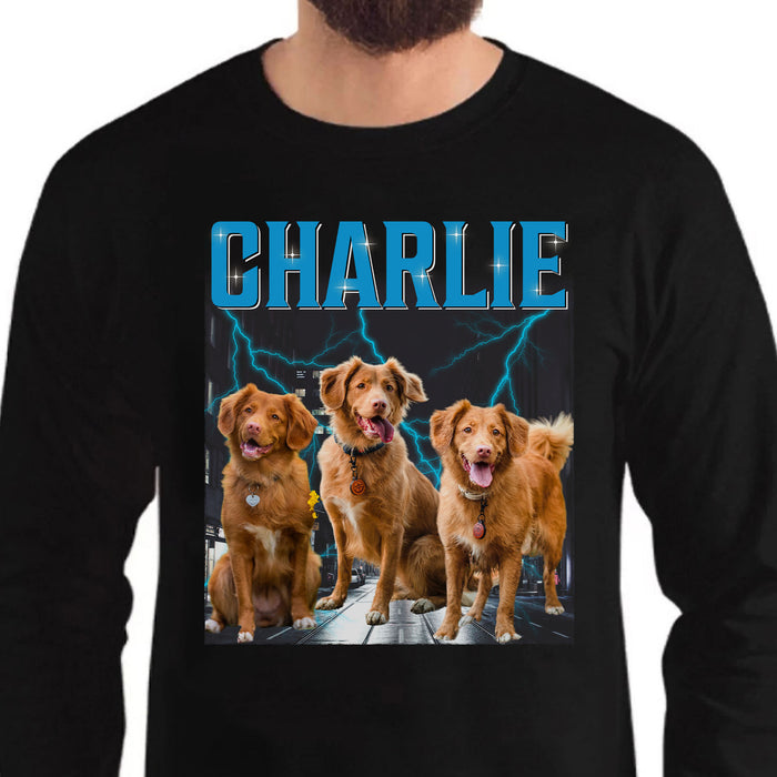 Custom Your Pets Sweatshirt, Retro Vintage Pet Portrait, Personalized with Your Own Dog or Cat Photo C775