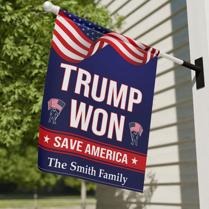 Trump Won Save America | Donald Trump Homage Flag | Donald Trump Fan Flag | House Flag, Garden Flag C942 - GOP