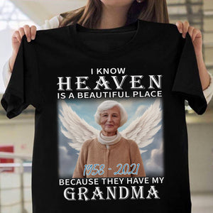 Heaven Is A Beautiful Place - Live Preview Custom Your Pets Memorial Tee - Personalized Photo Dog Cat Shirt C871