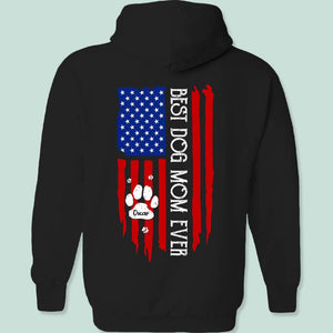 Best Dog Dad Ever Paw American Flag, Personalized Custom Dog Dad Dog Mom Backside Shirt C817