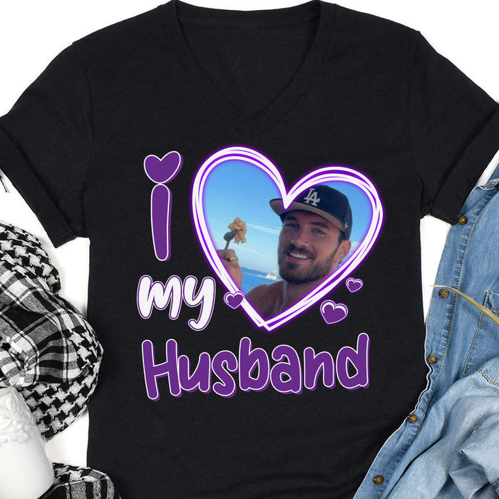 I Love My Girlfriend Boyfriend - Personalized Custom Photo Couple Shirt - Gift For Couple, Husband Wife, Anniversary, Engagement, Wedding, Valentines Day C877