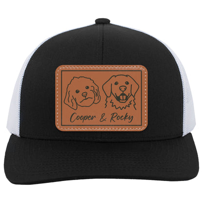 Custom Patch Hat, Personalized Custom Pet or Human Portrait Rectangle Leather Patch Hat C825