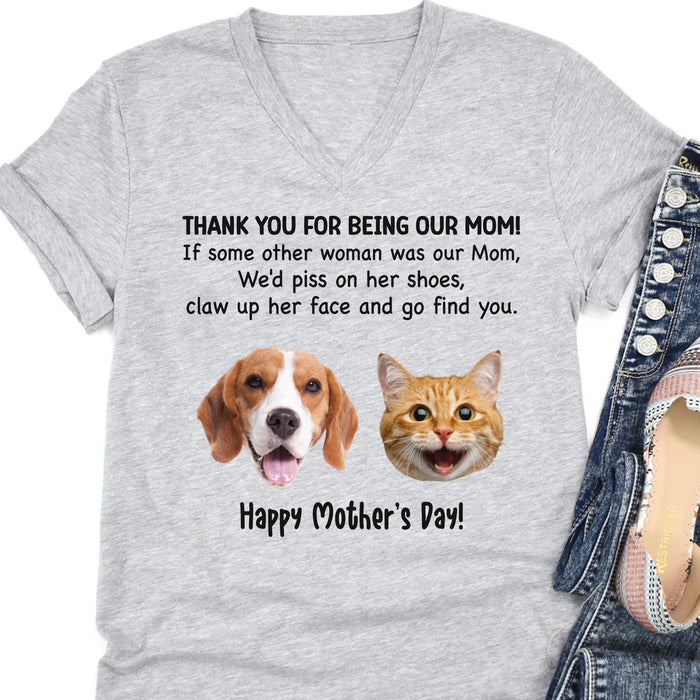 Thank You Being Dad Mom Personalized Custom Photo Dog Cat Shirt C786