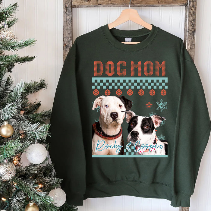 Custom Photo Ugly Christmas Sweatshirt, Personalized with Your Own Dog or Cat Photo Sweatshirt C803