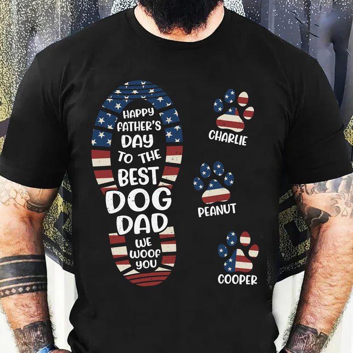 Happy Father's Day To The Best Dog Dad Paw Print Personalized Custom Dog Dad Shirt C745