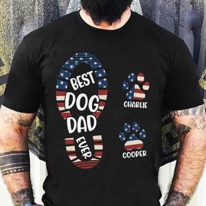 Best Dog Dad Ever Paw Print Personalized Custom Dog Dad Shirt C746