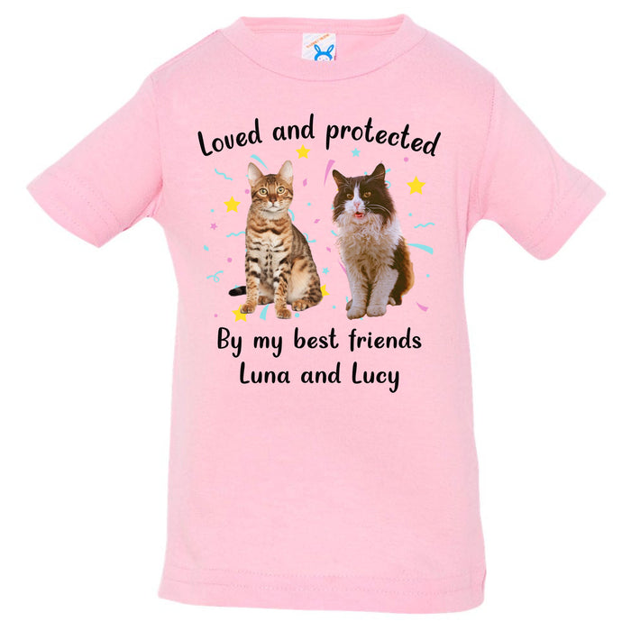 Loved And Protected By Dogs Personalized Custom Photo Shirt For Kids C690