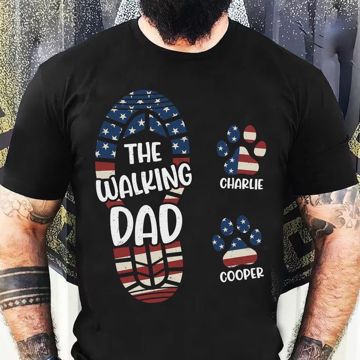 The Walking Dad Paw Print Personalized Custom Dog Dad Shirt C748