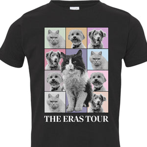 Custom Photo Eras Tour Tee, Personalized with Your Own Dog or Cat Photo Portrait Kid Size Shirt C792